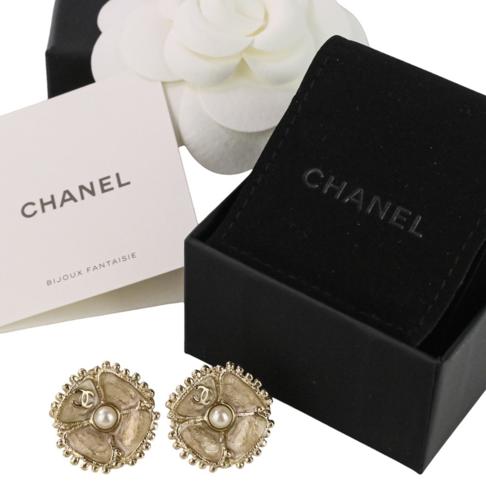 CHANEL Authentic Gold Pearl Logo Earrings - Picture 11 of 11